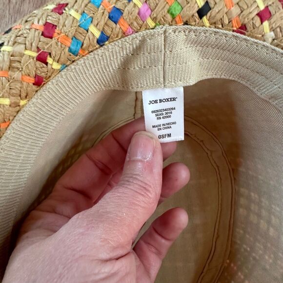 Joe Boxer Multicolor Straw Fedora Hat OSFM Fall Boho Transitional Accessory - Picture 5 of 5
